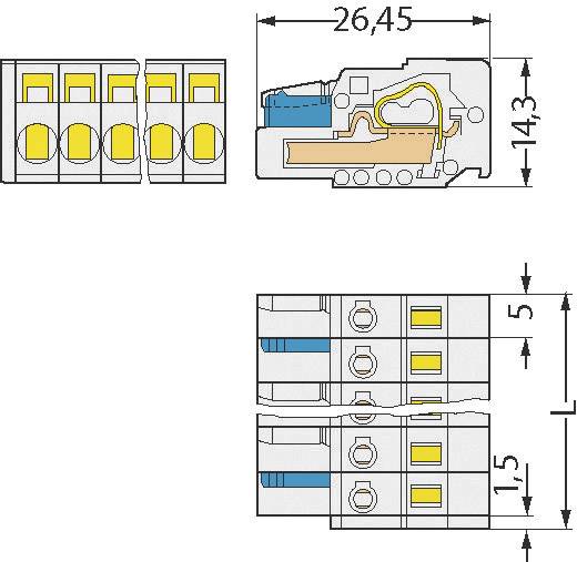 WAGO Buchsengehäuse-Kabel 721 Polzahl Gesamt 2 Rastermaß: 5mm 721-102/026-000