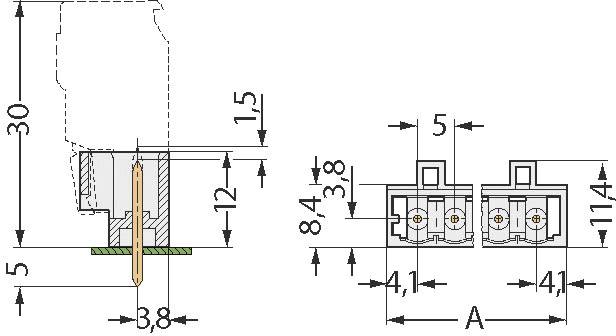 WAGO Stiftgehäuse-Platine 721 Polzahl Gesamt 2 Rastermaß: 5mm 721-132/001-000