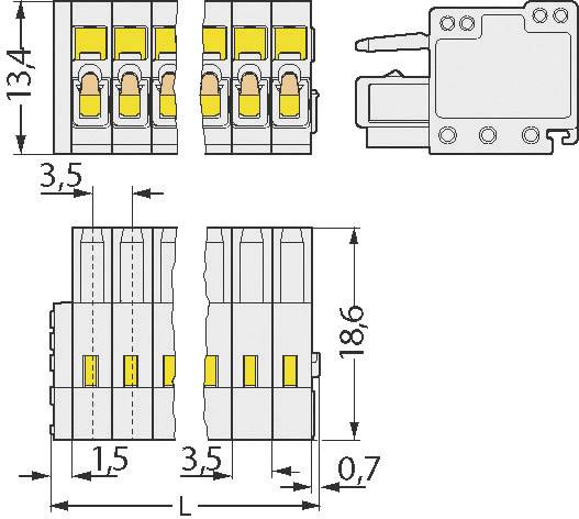 WAGO Buchsengehäuse-Kabel 733 Polzahl Gesamt 5 Rastermaß: 2.50mm 733-105