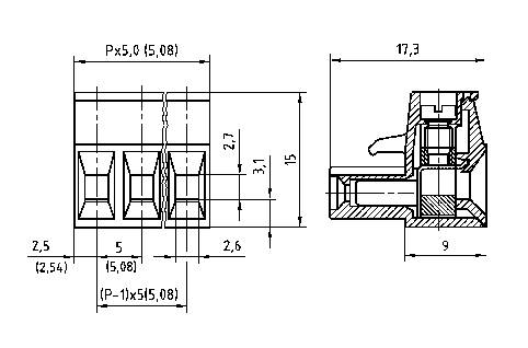 PTR Hartmann Buchsengehäuse-Kabel AK(Z)950 Polzahl Gesamt 10 Rastermaß: 5mm 50950100001D
