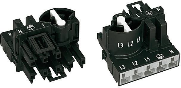 WAGO Netz-Verteiler Netz-Stecker - Netz-Buchse Gesamtpolzahl: 4 + PE Schwarz 1St.