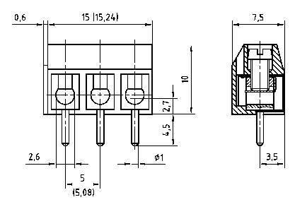 PTR Hartmann 50500040121G Schraubklemmblock 1.50mm² Polzahl 4 Grau