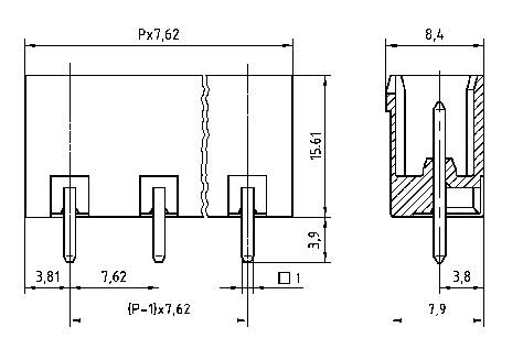 PTR Hartmann Stiftgehäuse-Platine STLZ960 Polzahl Gesamt 4 Rastermaß: 7.62mm 50960045121E