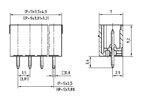 PTR Hartmann Stiftgehäuse-Platine STL(Z)1550 Polzahl Gesamt 5 Rastermaß: 3.50mm STL1550/5G-3.5-V