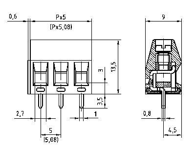 PTR Hartmann 50350100001D10 Schraubklemmblock 1.50mm² Polzahl 10 Grün