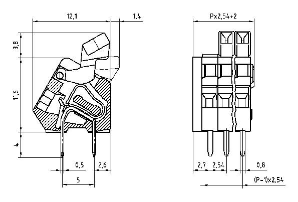 PTR Hartmann 53190320321F Federkraftklemmblock 0.50mm² Polzahl 3 Orange