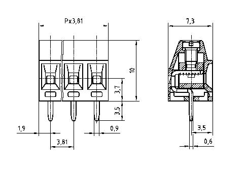 PTR Hartmann 50602030021F Schraubklemmblock 1.00mm² Polzahl 3 Grün
