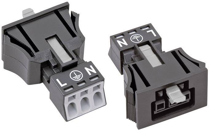 WAGO 890-703 Netz-Steckverbinder WINSTA MINI Buchse, gerade Gesamtpolzahl: 2 + PE 16A Schwarz 1St.