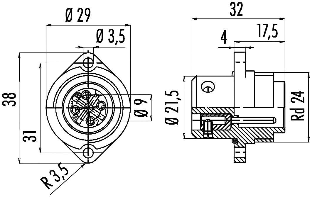 Binder 09-4223-00-04 Rundstecker Stecker, Einbau Gesamtpolzahl: 3 + PE Serie (Rundsteckverbinder): 693 1St.