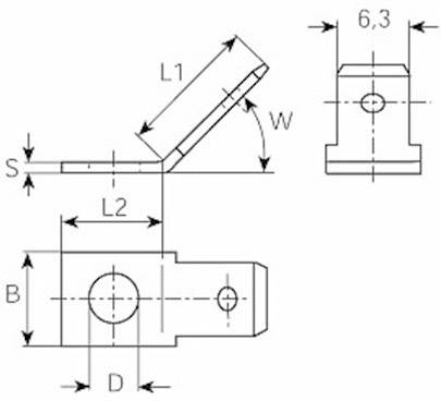 Vogt Verbindungstechnik 3847.60 Steckzunge Steckbreite: 6.3mm Steckdicke: 0.8mm 45° Unisoliert Metall
