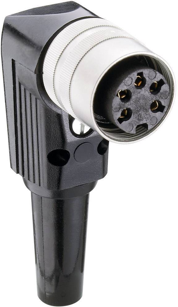 Audio-Stecker mit sechs Pins, schwarze und silberne Details, geeignet für Verbindungen in Audio- und Studiotechnik.