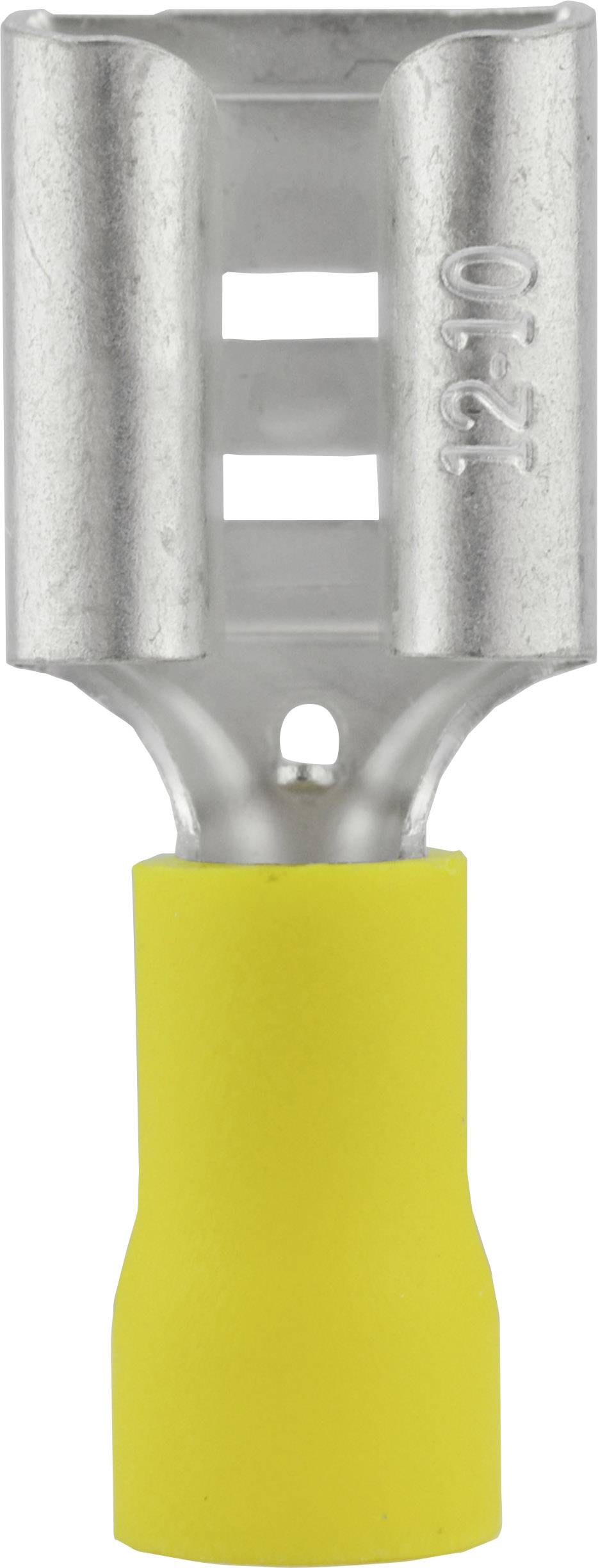 TRU Components 1583084 Flachsteckhülse Steckbreite: 6.30mm Steckdicke: 0.80mm 180° Teilisoliert Gelb