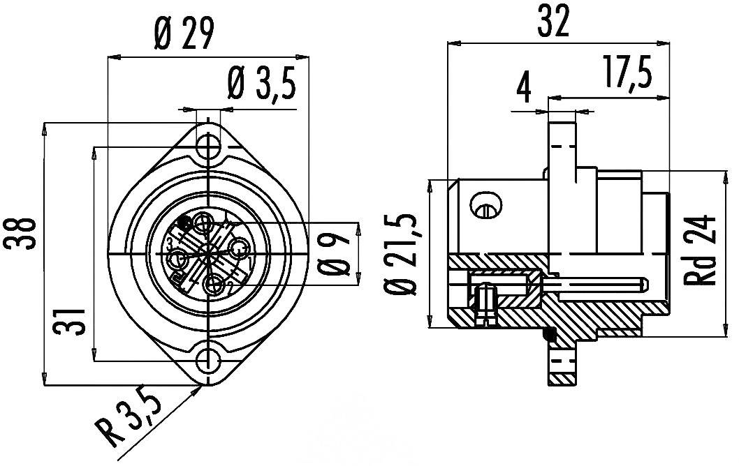 Binder 09-0211-00-04 Rundstecker Stecker, Einbau Gesamtpolzahl: 3 + PE Serie (Rundsteckverbinder): 692 1St.