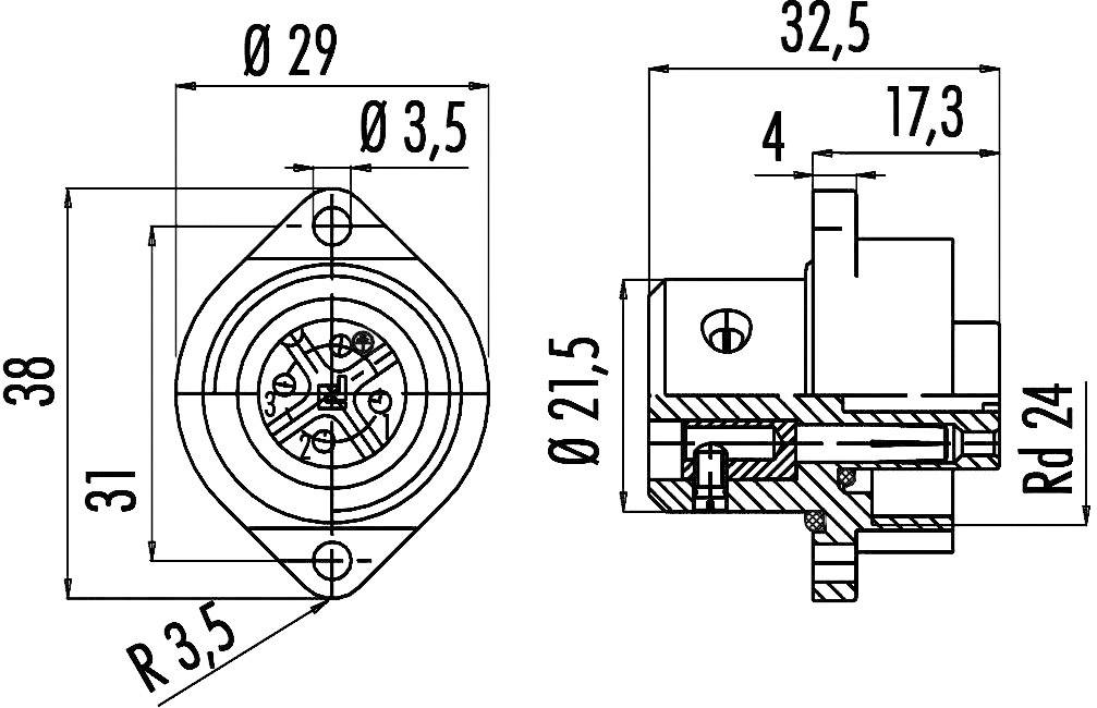 Binder 09-0220-00-07 Rundstecker Stecker, Einbau Gesamtpolzahl: 6 + PE Serie (Rundsteckverbinder): 692 1St.