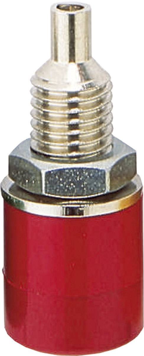 Ein roter Druckluftarmatur-Stecker, aus Metall und Kunststoff, zylindrische Form, dient zur Verbindung von Druckluftschläuchen.