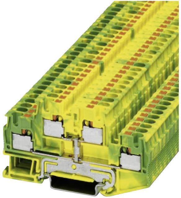 Ein gelber und grüner Reihenklemmenblock mit mehreren Anschlusspunkten, oft verwendet zur sicheren Verbindung von elektrischen Leitungen.