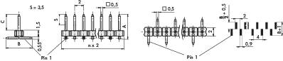 Fischer Elektronik Stiftleiste (Standard) Anzahl Reihen: 1 Polzahl je Reihe: 20 SLY 7 SMD 045/ 20/S