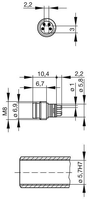 Hirschmann 933 393-001-1 Sensor-/Aktor-Einbausteckverbinder M8 Stecker, Einbau Polzahl Sensoren: 4