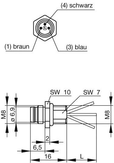 Hirschmann 935 980-161 Sensor-/Aktor-Einbausteckverbinder M8 Buchse, Einbau 0.50m Polzahl Sensoren: 3 1St.