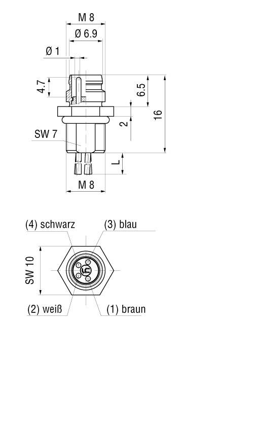 Hirschmann 933 147-001-1 Sensor-/Aktor-Einbausteckverbinder M8 Stecker, Einbau 0.50m Polzahl Sensoren: 4 1St.