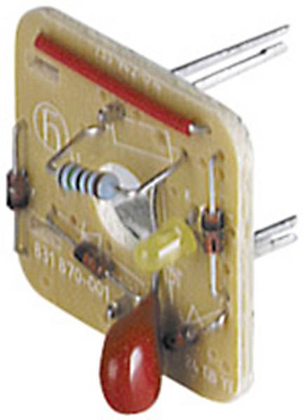 Elektronikbauteil mit Kondensator, Widerstand und zwei Dioden auf einer Platine, für elektronische Schaltungen.