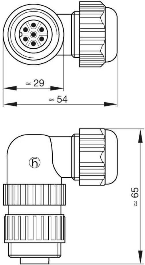Hirschmann 934 130-100-1 Rundstecker Stecker, gewinkelt Gesamtpolzahl: 6 + PE Serie (Rundsteckverbi