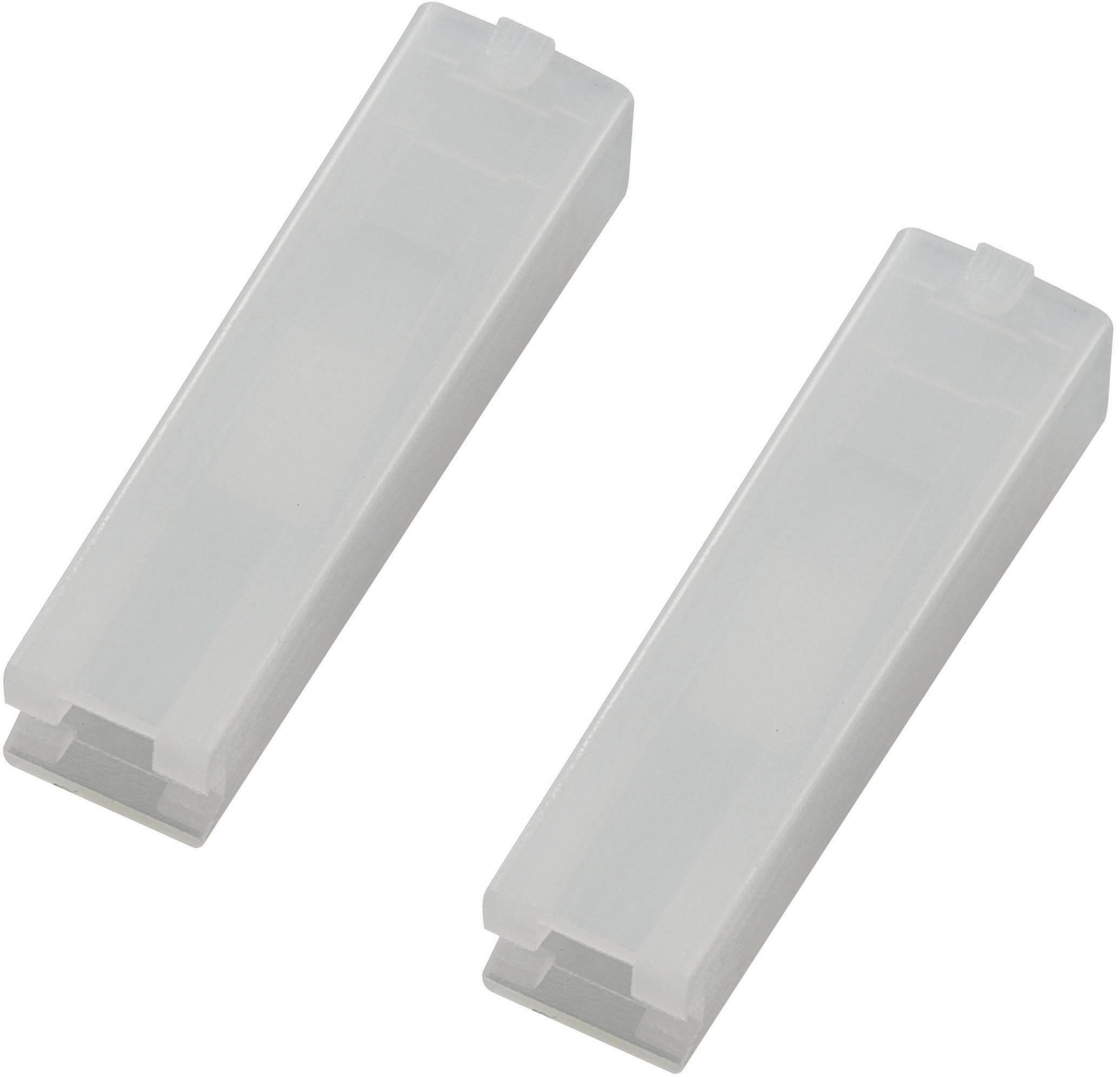 Zwei durchsichtige, rechteckige Kunststoffboxen, nebeneinander liegend.