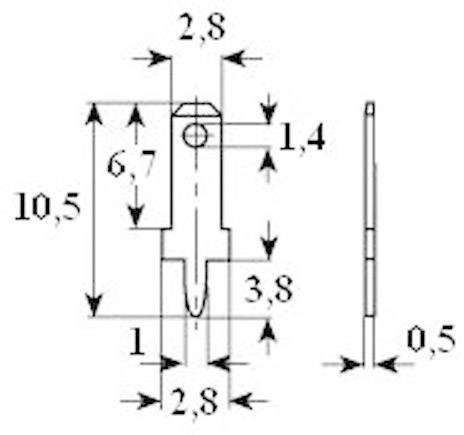 Vogt Verbindungstechnik 378005.68 Steckzunge Steckbreite: 2.8mm Steckdicke: 0.5mm 180° Unisoliert Metall 100St.