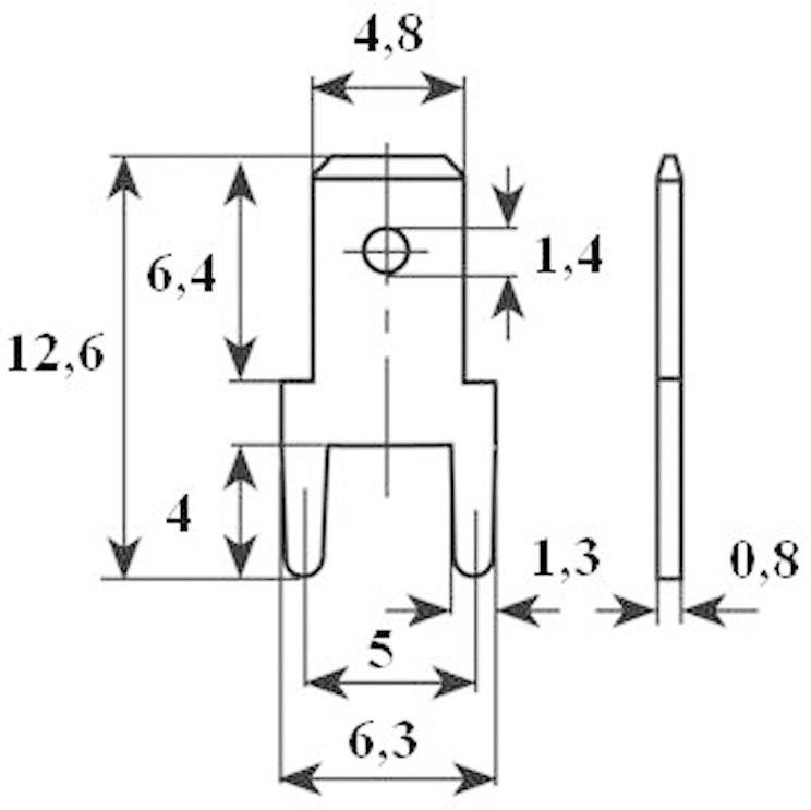 Vogt Verbindungstechnik 382508.68 Steckzunge Steckbreite: 4.8 mm Steckdicke: 0.8 mm 180 ° Unisolier