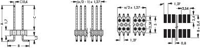 Fischer Elektronik Stiftleiste (Standard) Anzahl Reihen: 2 Polzahl je Reihe: 20 SLV W 2 SMD 048/ 40/Z