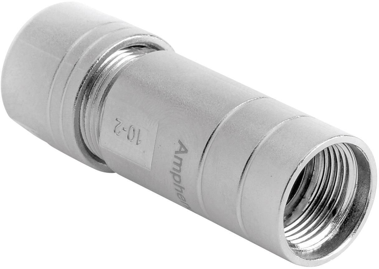 Metallischer Adapterstecker mit geriffeltem Körper und offener Gewindeseite zur Verbindung von Koaxialkabeln in technischen Anwendungen.
