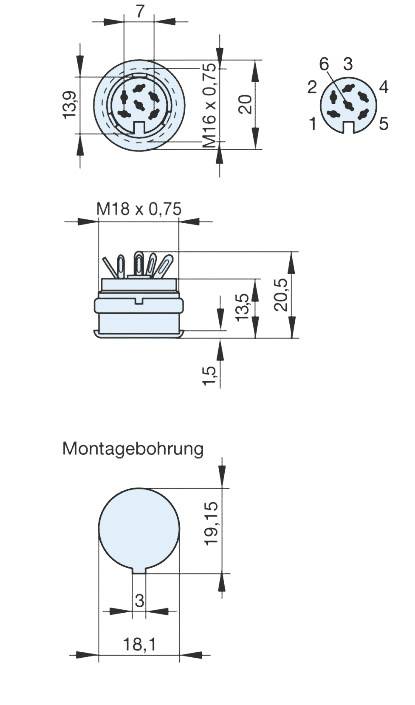 Hirschmann 930 954-517-1 DIN-Rundsteckverbinder Buchse, Einbau vertikal Polzahl: 6 Grau 1 St.