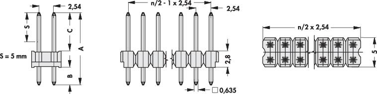 Fischer Elektronik Stiftleiste (Standard) Anzahl Reihen: 2 Polzahl je Reihe: 36 SL 22/139/ 72/Z