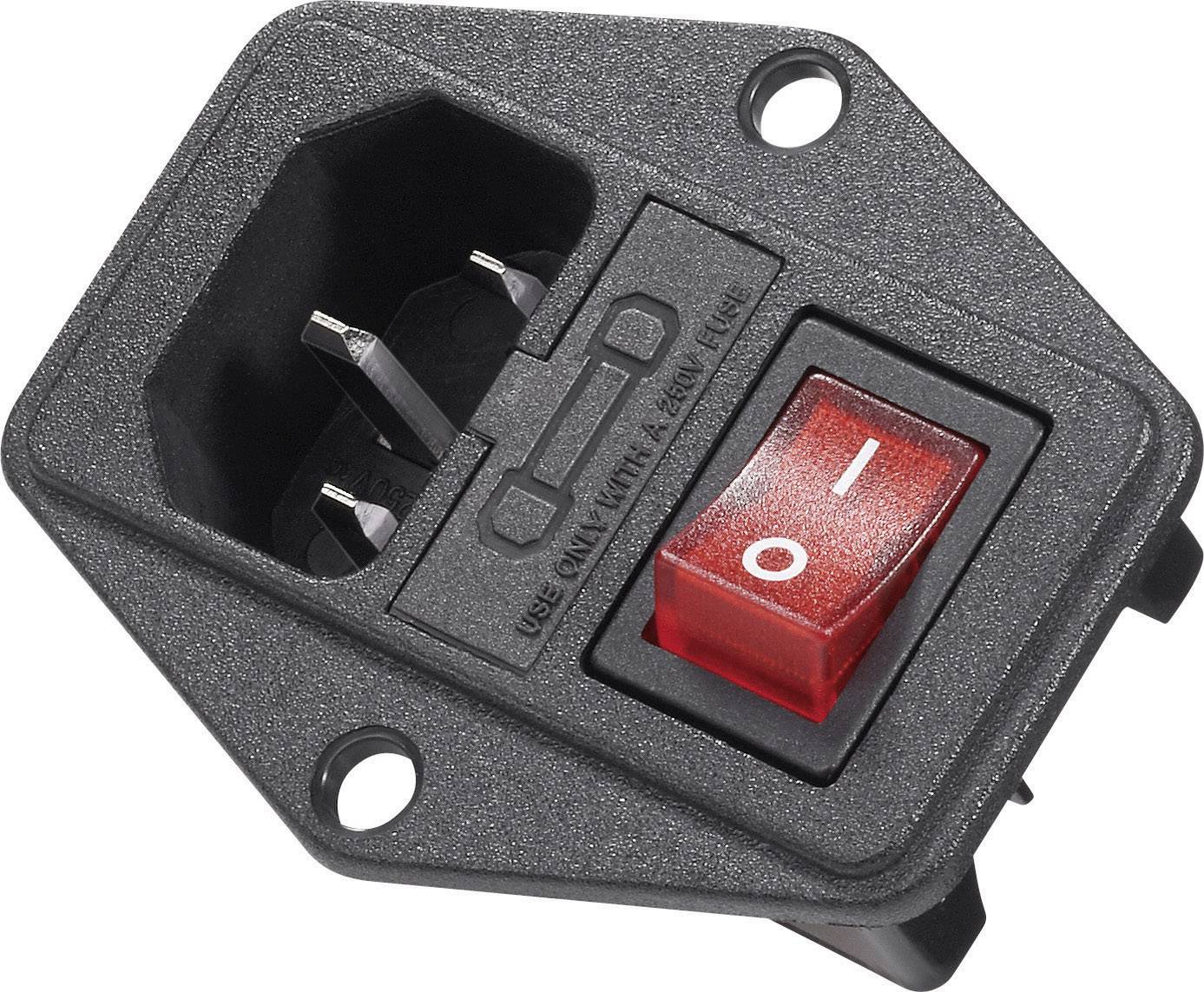 K & B 59JR101-1FR-LR Kaltgeräte-Steckverbinder 42R Stecker, Einbau vertikal Gesamtpolzahl: 2 + PE 6 A, 10A Schwarz 1St.