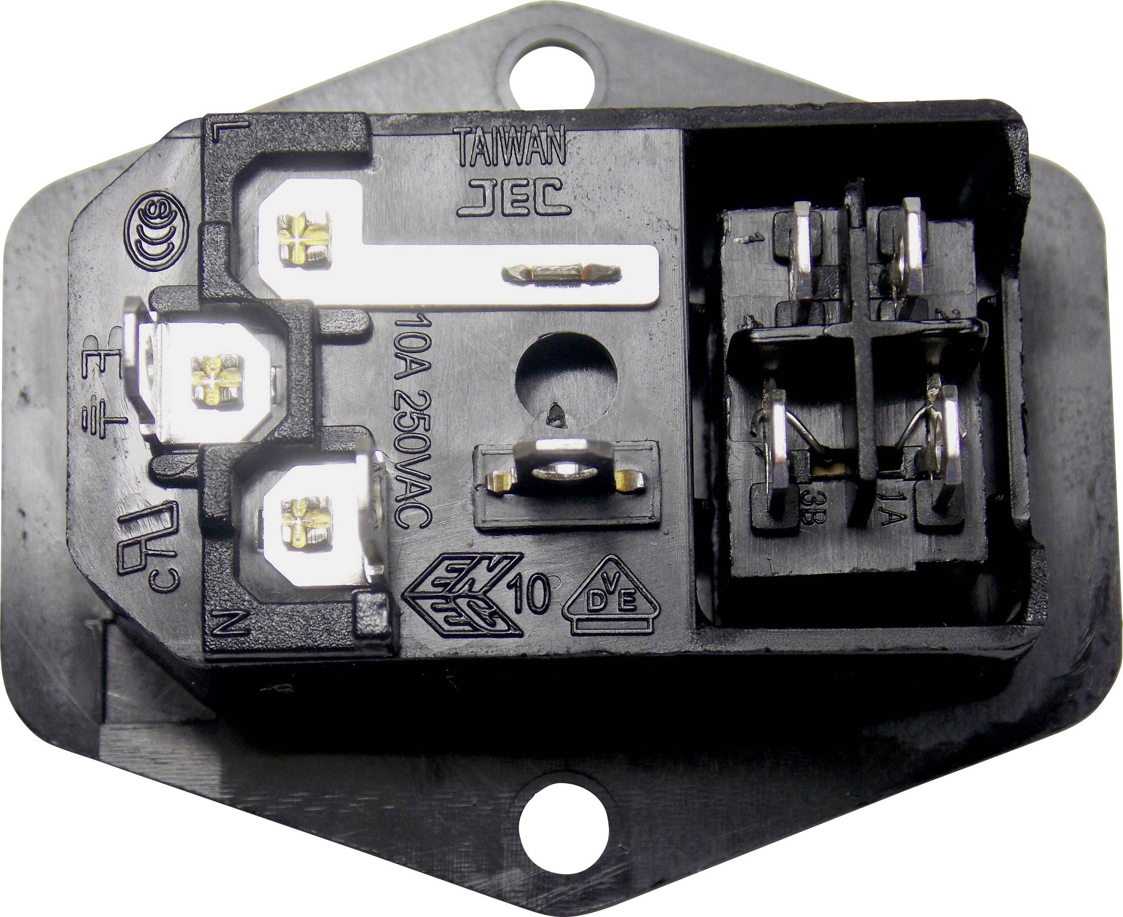 K & B 59JR101-1FR-LR Kaltgeräte-Steckverbinder 42R Stecker, Einbau vertikal Gesamtpolzahl: 2 + PE 6 A, 10A Schwarz 1St.