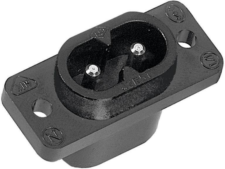 K & B 42R511122 Kaltgeräte-Steckverbinder 42R Stecker, Einbau vertikal Gesamtpolzahl: 2 + PE 2.5A Schwarz