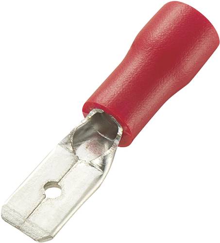 TRU Components 1572189 Flachstecker Steckbreite: 4.8mm Steckdicke: 0.8mm 180° Teilisoliert Rot 100S