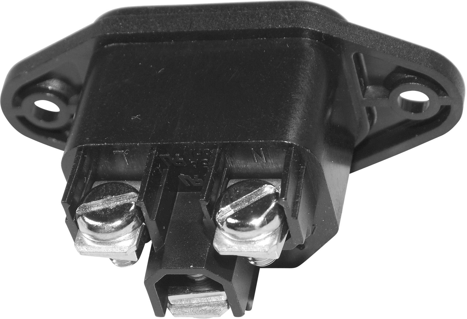 K & B 42R014122 Kaltgeräte-Steckverbinder 42R Stecker, Einbau vertikal Gesamtpolzahl: 2 + PE 10A Schwarz 1St.