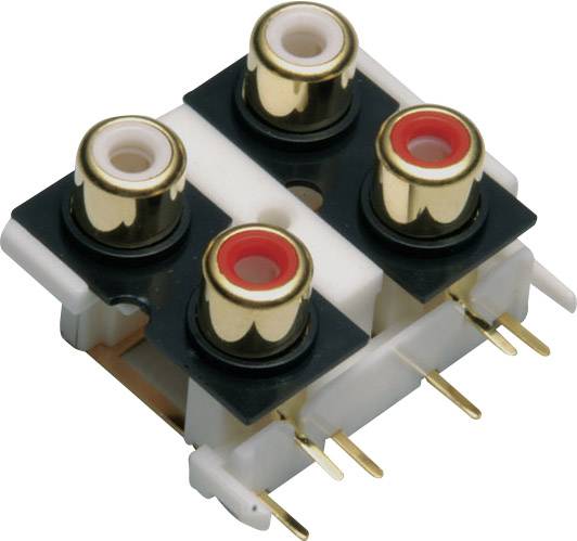 BKL Electronic 072385 Cinch-Steckverbinder Buchse, Einbau vertikal Polzahl (num): 4 Gold, Rot, Weiß