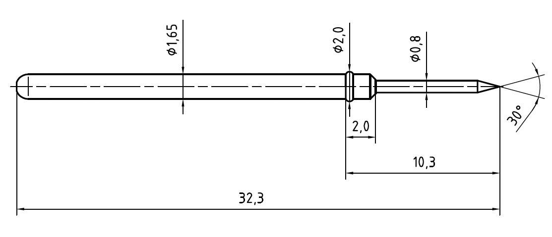 PTR Hartmann 2021-B-1.5N-NI-0.8 Präzisionsprüfstift