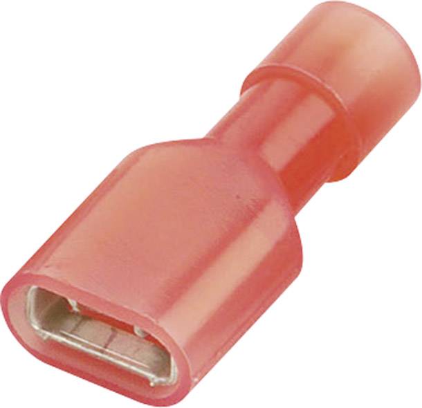 Ein roter elektrischer Kabelverbinder mit einem weiblichen Steckanschluss, verwendet zur Verbindung elektrischer Kabel sicher und zuverlässig.