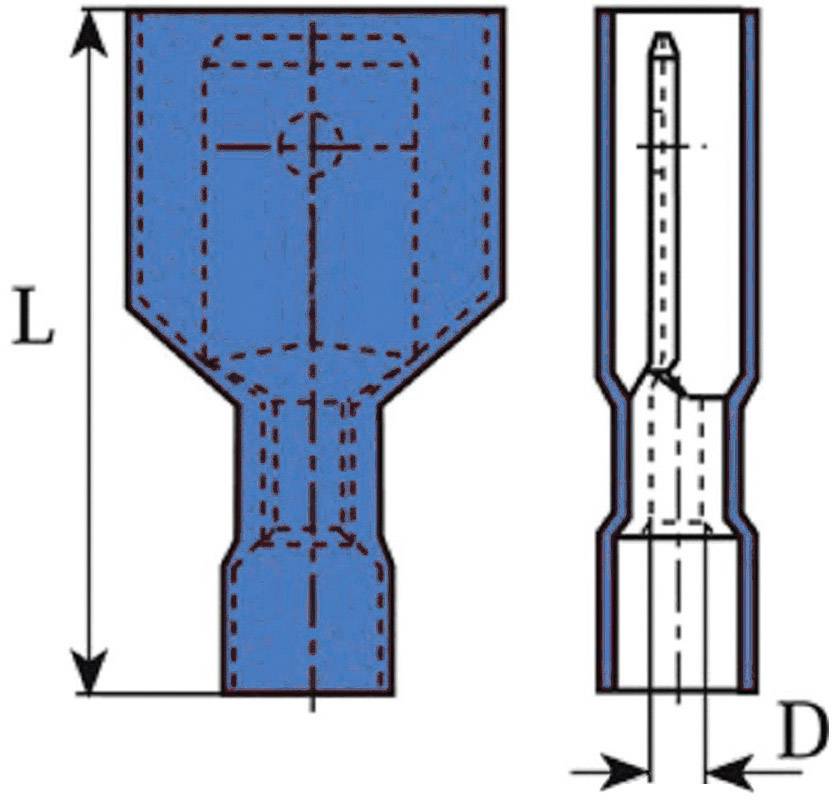 Vogt Verbindungstechnik 3970 Flachstecker Steckbreite: 6.3mm Steckdicke: 0.8mm 180° Vollisoliert Blau