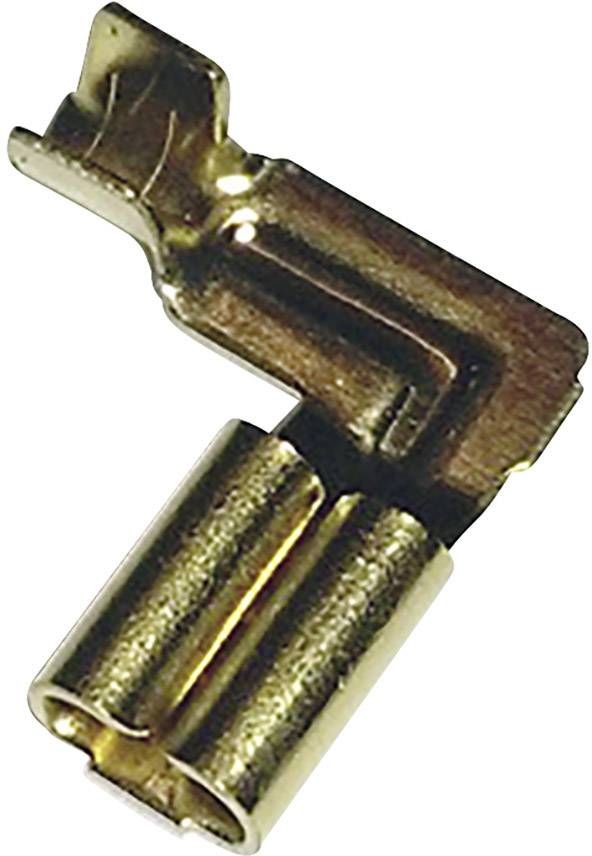 A golden L-shaped electrical connector, commonly used for cable connections.