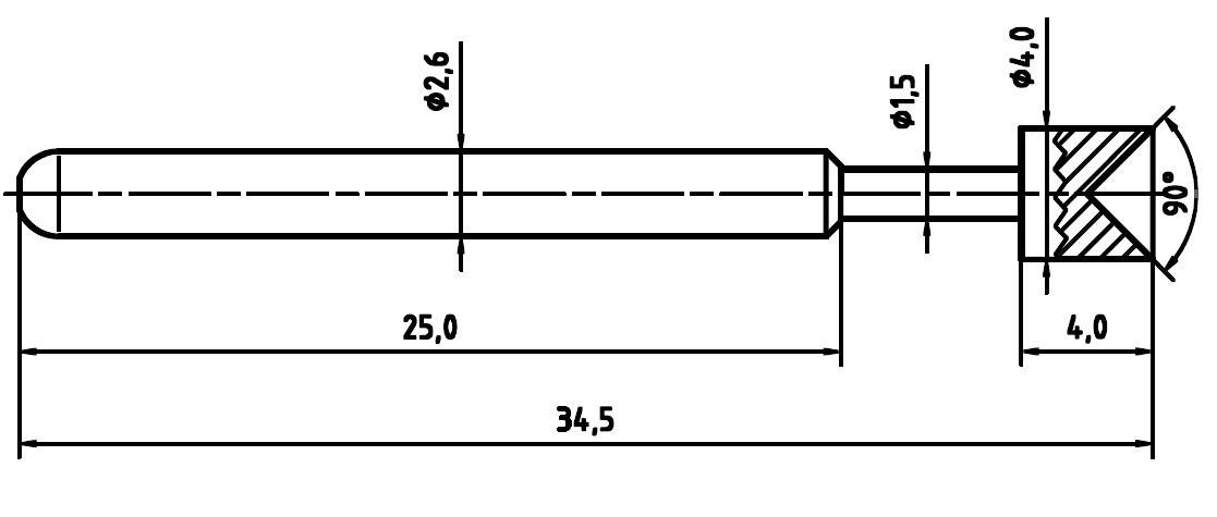 PTR Hartmann 1040-A-1.5N-NI-4.0 Präzisionsprüfstift