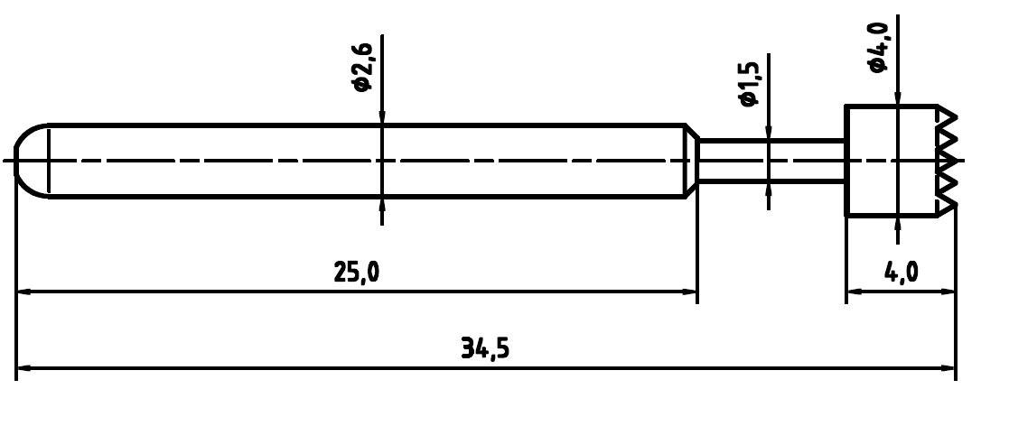 PTR Hartmann 1040-C-1.5N-NI-4.0 Präzisionsprüfstift