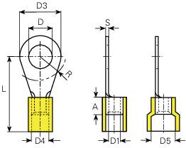 Vogt Verbindungstechnik 3661A Ringkabelschuh Querschnitt (max.)=6mm² Loch-Ø=6.5mm Teilisoliert Gelb