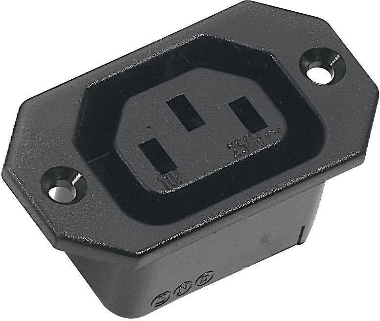 K & B 43R031121 Kaltgeräte-Steckverbinder 43R Buchse, Einbau vertikal Gesamtpolzahl: 2 + PE 10A Schwarz