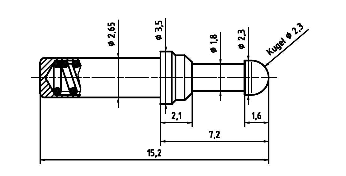 PTR Hartmann 5110/S.02-D-1.2NE-AU-2.3C Präzisionsprüfstift