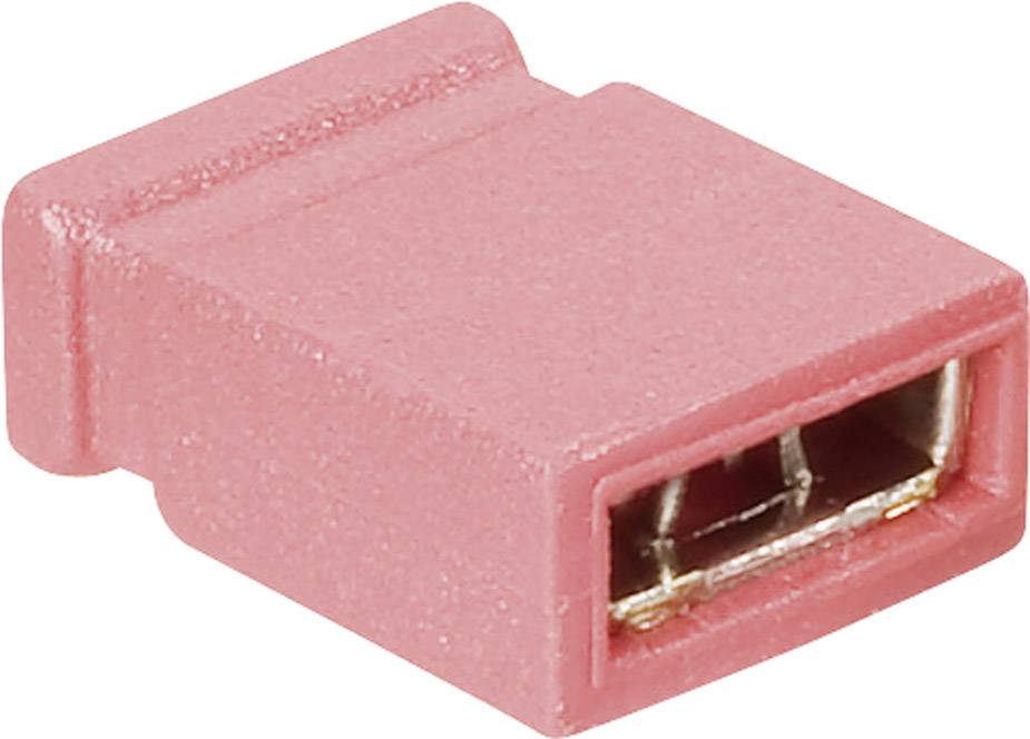 Ein rosa USB-Steckeradapter in Nahaufnahme zeigt die Anschlüsse und die Außenseite.