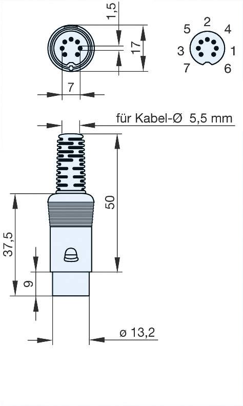 Hirschmann 930 356-517-1 DIN-Rundsteckverbinder Stecker, gerade Polzahl: 7 Grau 1 St.